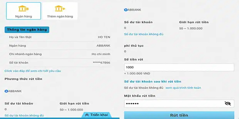 Hội viên cần điền đầy đủ và chính xác thông tin theo hướng dẫn rút tiền Kuwin