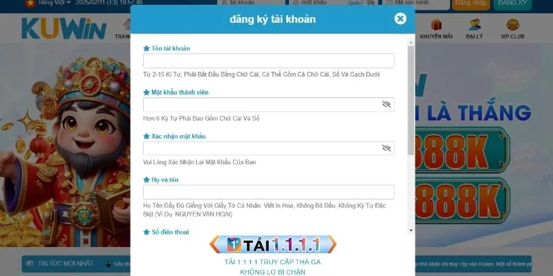 Hướng dẫn các bước đăng ký KUWIN cho người mới